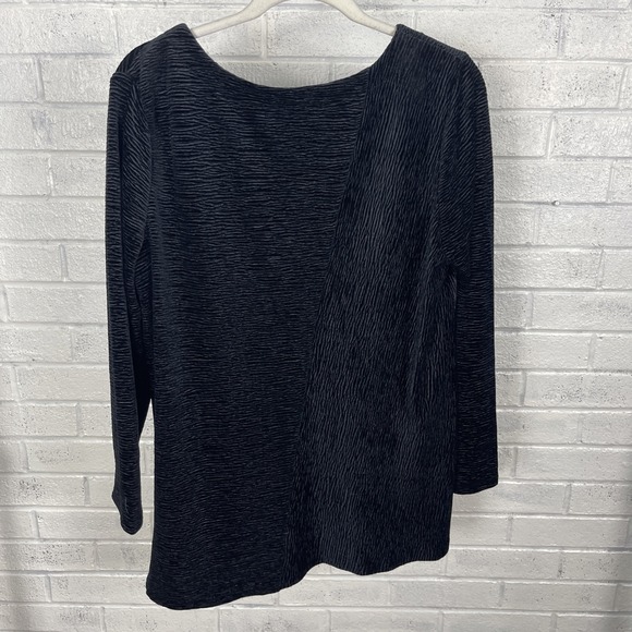 Habitat Black Textured Tunic Top Womens Size M Minimalist Lagenlook Casual - Picture 2 of 8